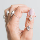 Pear Rose Quartz Silver Ring - Crystal Quartz Ring