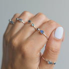Blue Moonstone & Labradorite Adjustable Dainty Stacking Ring, Thin Silver Rings
