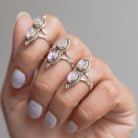 Teardrop Stone Ring, Pink Moonstone Ring