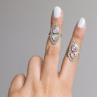 Pink Moonstone Ring, Boho Cocktail Ring