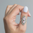 Pink Moonstone Ring, Boho Cocktail Ring