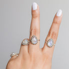 Blue Moonstone Ring, Teardrop Stone Ring