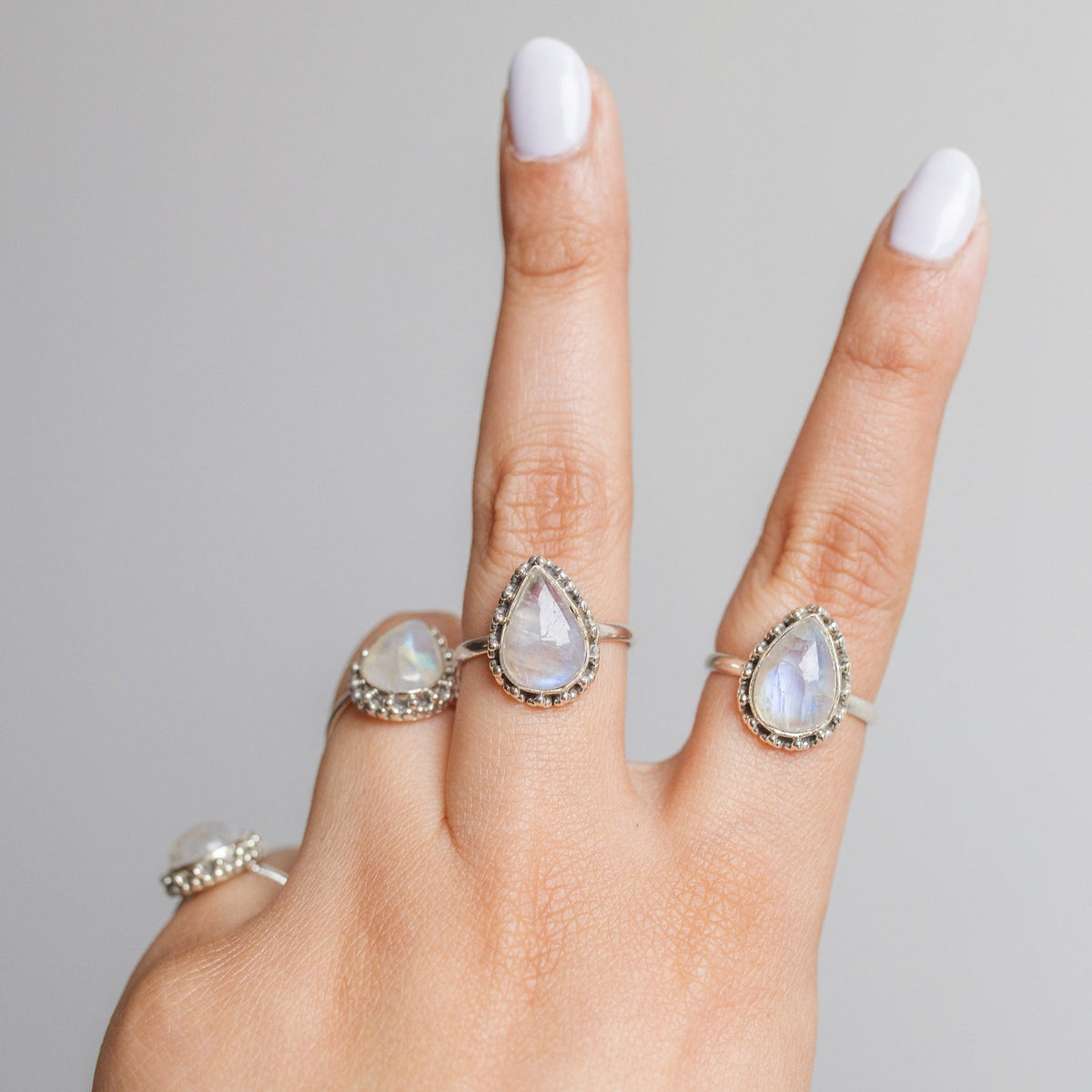 Blue Moonstone Ring, Teardrop Stone Ring