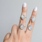 Blue Moonstone Ring, Teardrop Stone Ring