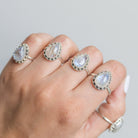 Blue Moonstone Ring, Teardrop Stone Ring