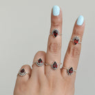 Minimalist Garnet Ring, Pear Garnet Birthstone Ring
