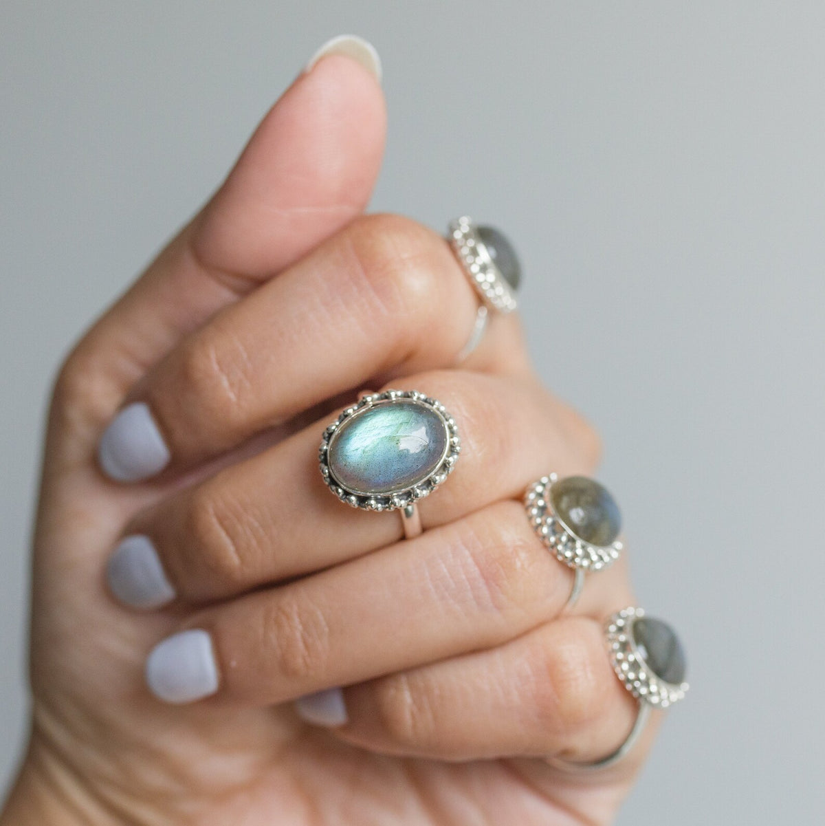 Oval Labradorite Ring, Galaxy Ring