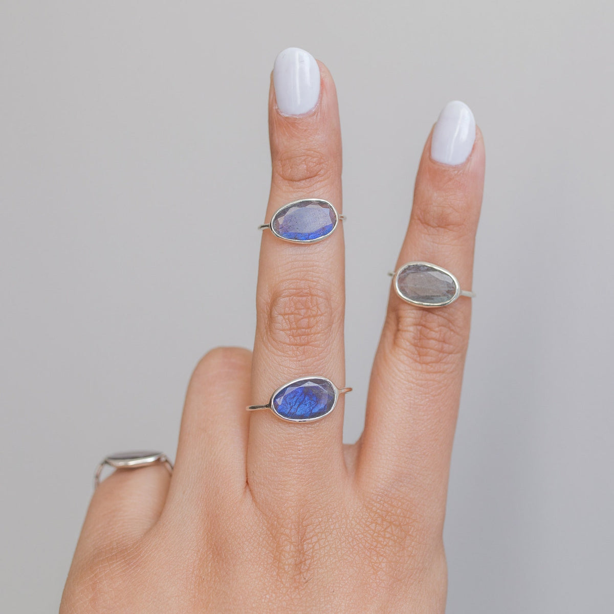 Faceted Labradorite Rings, Galaxy Ring