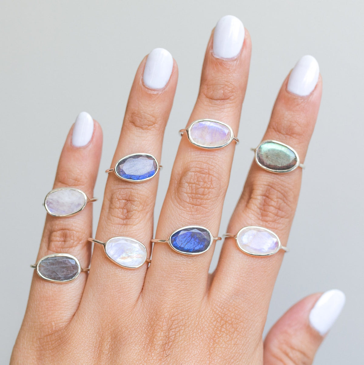Faceted Moonstone Delicate Silver Ring, June Birthstone Ring