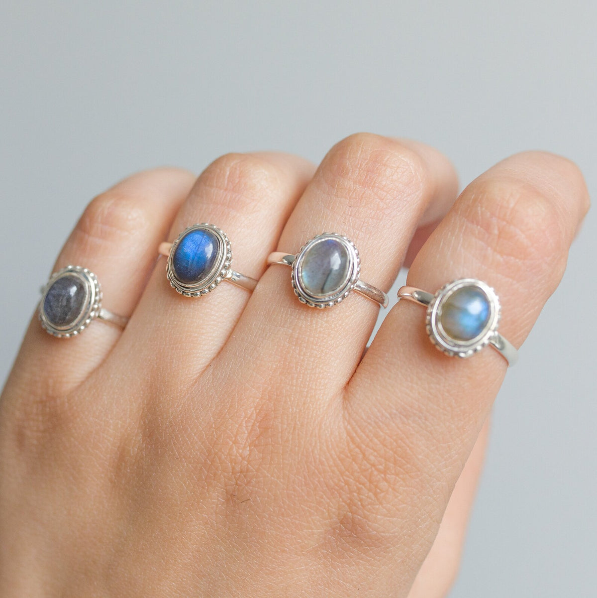 Oval Labradorite Ring, Bohemian Silver Ring