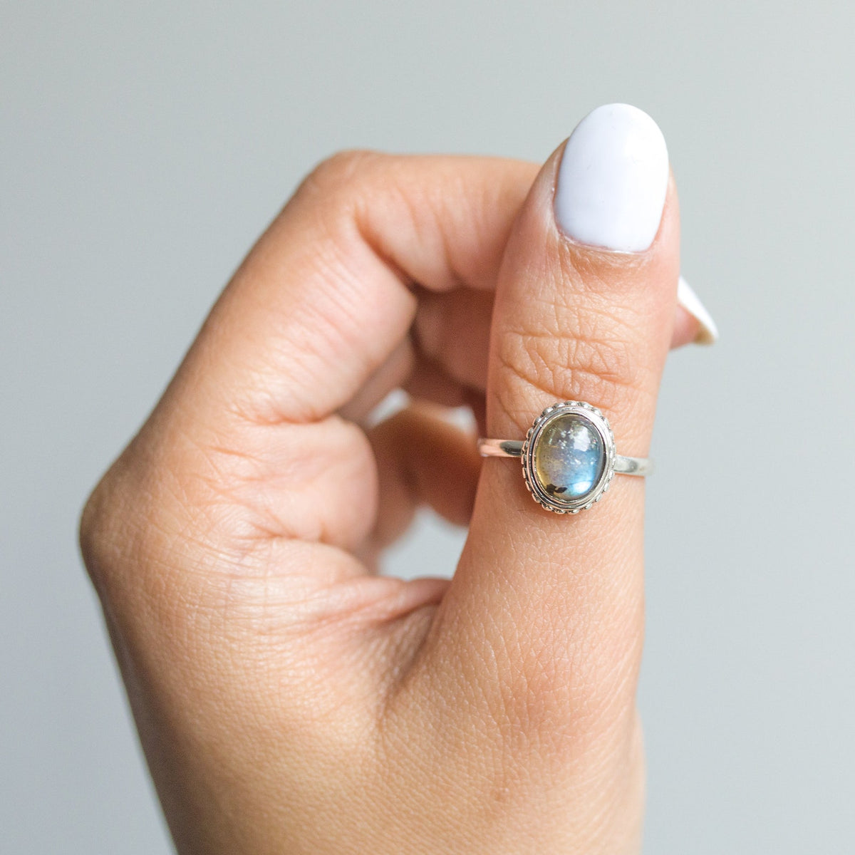 Oval Labradorite Ring, Bohemian Silver Ring