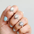 Ethiopian Opal Ring Rain Drop Silver Dot Ring