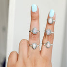 Ethiopian Opal Ring Rain Drop Silver Dot Ring