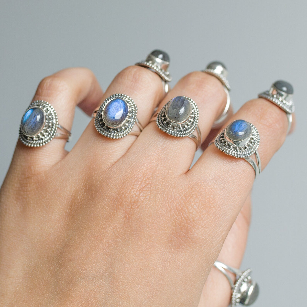 Oval Labradorite Ring, Silver Statement Ring