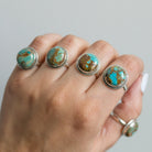 Copper Turquoise Ring, Round Turquoise Ring