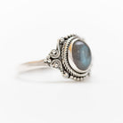 Oval Labradorite Ring, Boho Silver Ring