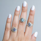 Oval Labradorite Ring, Boho Silver Ring