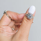 Oval Labradorite Ring, Boho Silver Ring