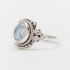 Oval Moonstone Ring, Boho Silver Ring