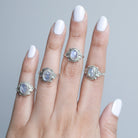 Oval Moonstone Ring, Boho Silver Ring