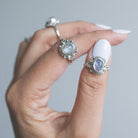 Oval Moonstone Ring, Boho Silver Ring