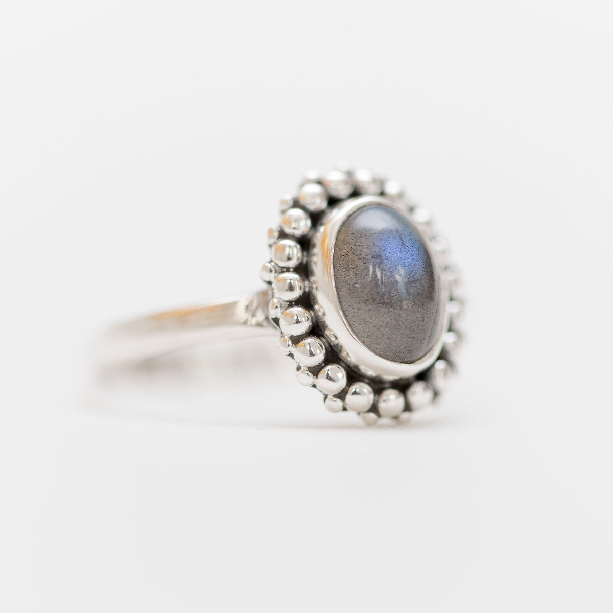 Oval Labradorite Ring, Thin Minimalist Ring