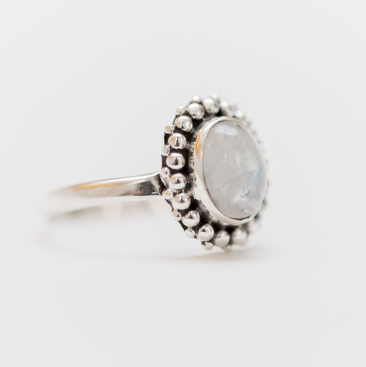 Oval Moonstone Ring, Ethnic Fusion Ring