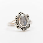 Oval Labradorite Ring, Tibetan Silver Ring