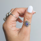 Oval Labradorite Ring, Tibetan Silver Ring