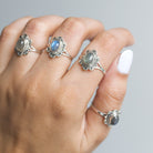 Oval Labradorite Ring, Tibetan Silver Ring