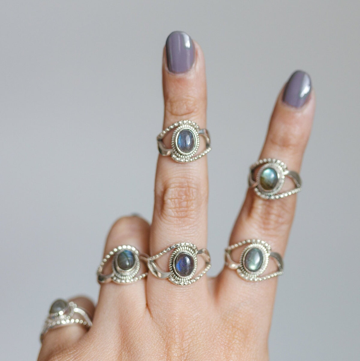 Oval Labradorite Ring, Boho Hippie Ring