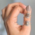 Oval Labradorite Ring, Boho Hippie Ring