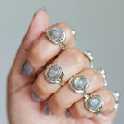 Bohemian Silver Ring, Moonstone Statement June Birthstone Ring