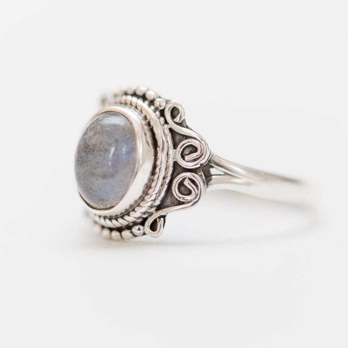 Blue Labradorite Ring, Delicate Silver Ring