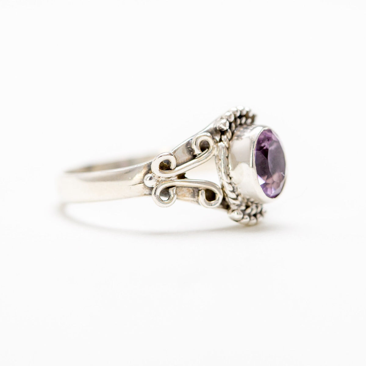 Faceted Amethyst Ring, Purple Stone Ring