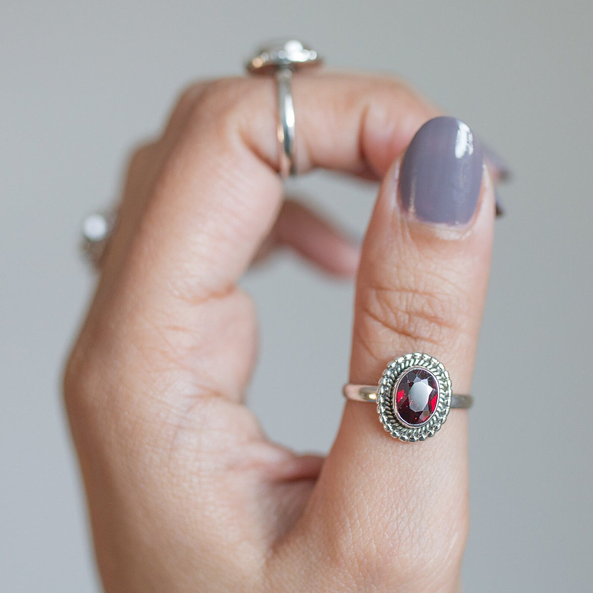 Faceted Garnet Ring, January Birthstone Ring