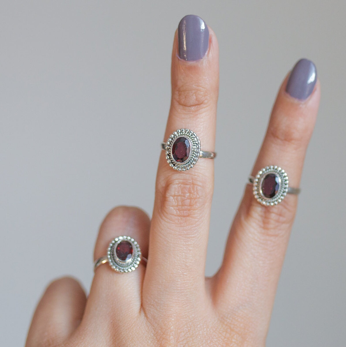 Faceted Garnet Ring, January Birthstone Ring