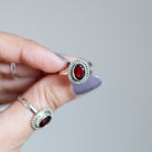 Faceted Garnet Ring, January Birthstone Ring