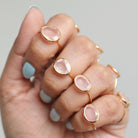 Rose Quartz Crystal & Gold Vermeil Ring, Delicate Rings