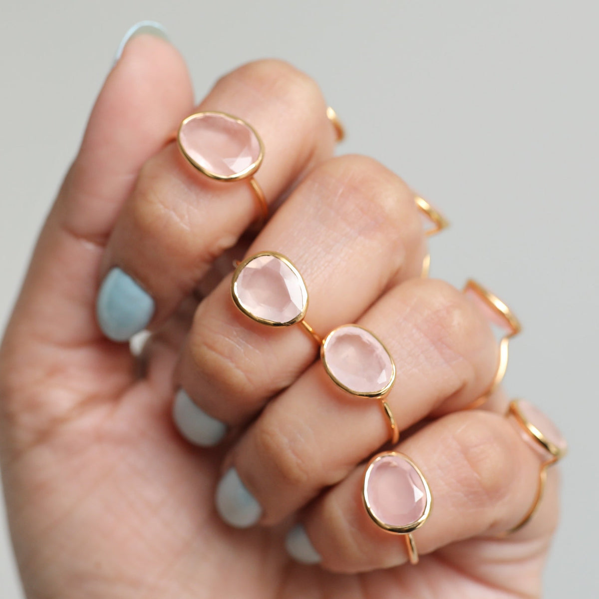 Rose Quartz Crystal & Gold Vermeil Ring, Delicate Rings