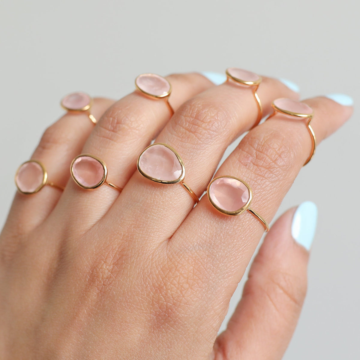 Rose Quartz Crystal & Gold Vermeil Ring, Delicate Rings