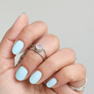 Round Rose Quartz Ring, Twisted Silver Ring