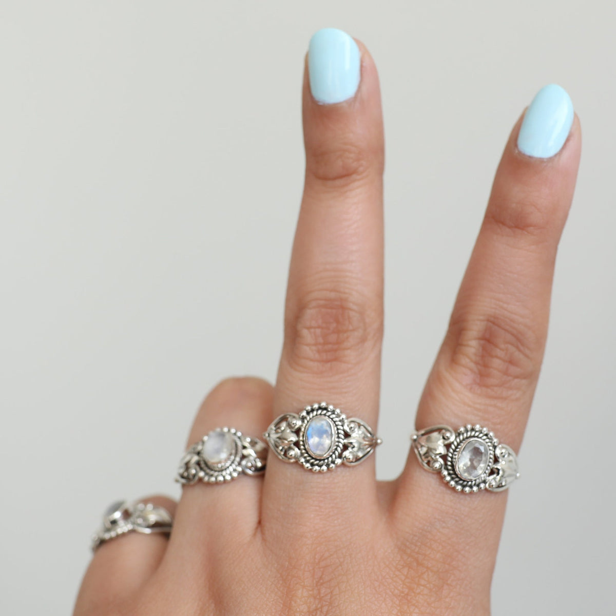 Oval Moonstone Ring in Sterling Silver