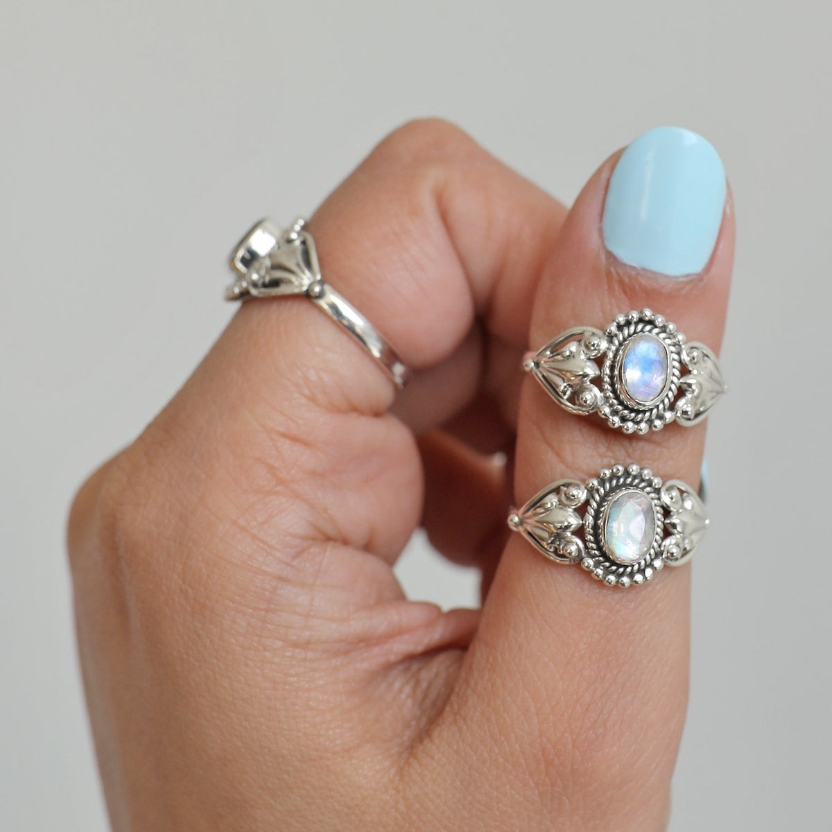 Oval Moonstone Ring in Sterling Silver
