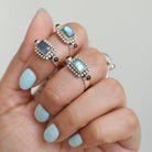 Natural Labradorite & Raspberry Garnet Sterling Silver Boho Ring