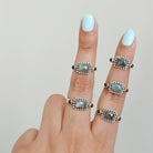 Natural Labradorite & Raspberry Garnet Sterling Silver Boho Ring