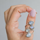 Adjustable Silver and Blue Moonstone Ring