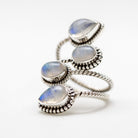 Adjustable Silver and Blue Moonstone Ring