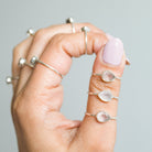 Natural Rose Quartz Crystal Ring, Teardrop Stone Ring in Sterling Silver