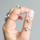 Dainty Rose Quartz Sterling Silver Ring - Pink Quartz Ring